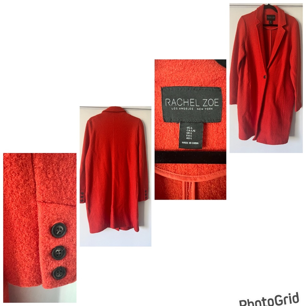 Rachel Zoe Vibrant Red Textured Trench Coat